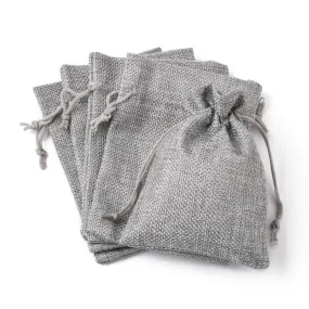 250 pc Polyester Imitation Burlap Packing Pouches Drawstring Bags, for Christmas, Wedding Party and DIY Craft Packing, Gray, 14x10cm