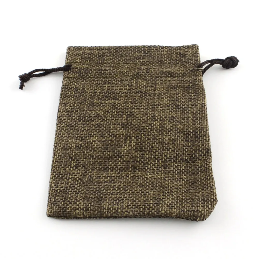 250 pc Polyester Imitation Burlap Packing Pouches Drawstring Bags, for Christmas, Wedding Party and DIY Craft Packing, Sienna, 14x10cm