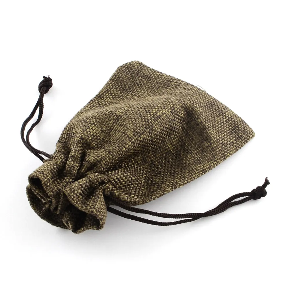 250 pc Polyester Imitation Burlap Packing Pouches Drawstring Bags, for Christmas, Wedding Party and DIY Craft Packing, Sienna, 14x10cm