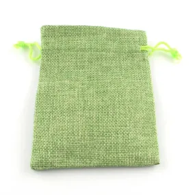250 pc Polyester Imitation Burlap Packing Pouches Drawstring Bags, for Christmas, Wedding Party and DIY Craft Packing, Yellow Green, 14x10cm