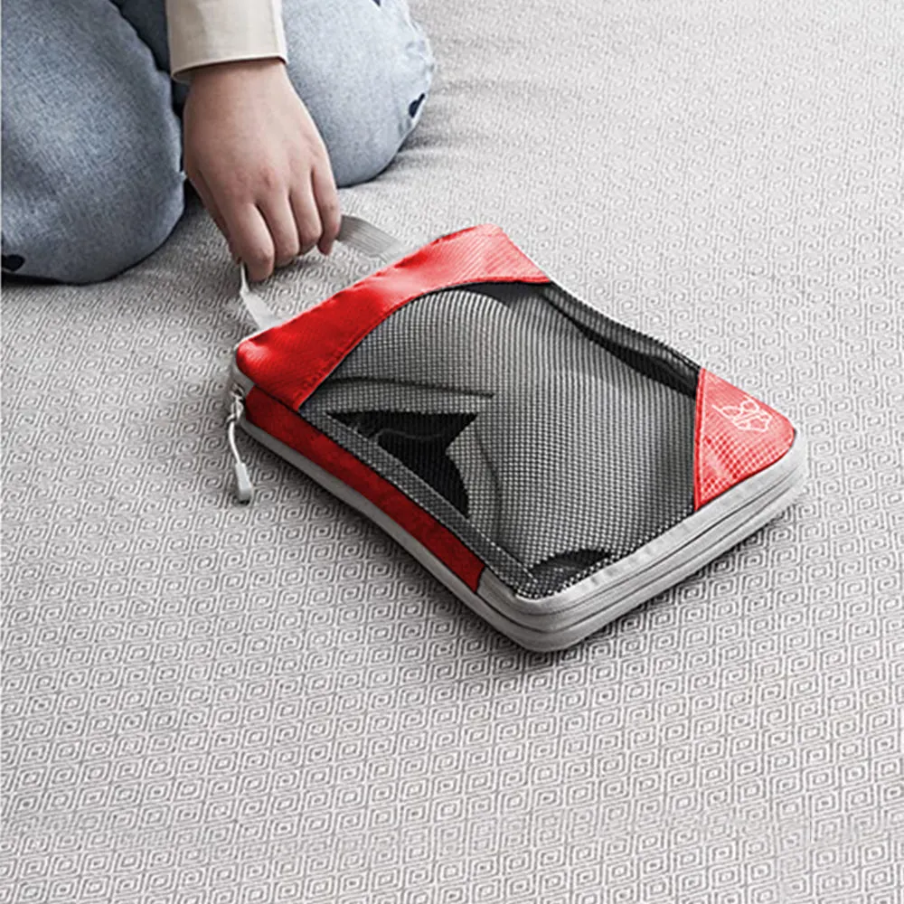6 Pcs Set Compression Packing Cubes Travel Accessories Expandable Packing Organizers Red