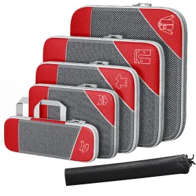 6 Pcs Set Compression Packing Cubes Travel Accessories Expandable Packing Organizers Red