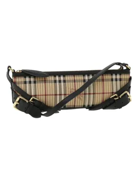 Authentic Burberry Nova Check Shoulder Bag in Beige Canvas Leather
