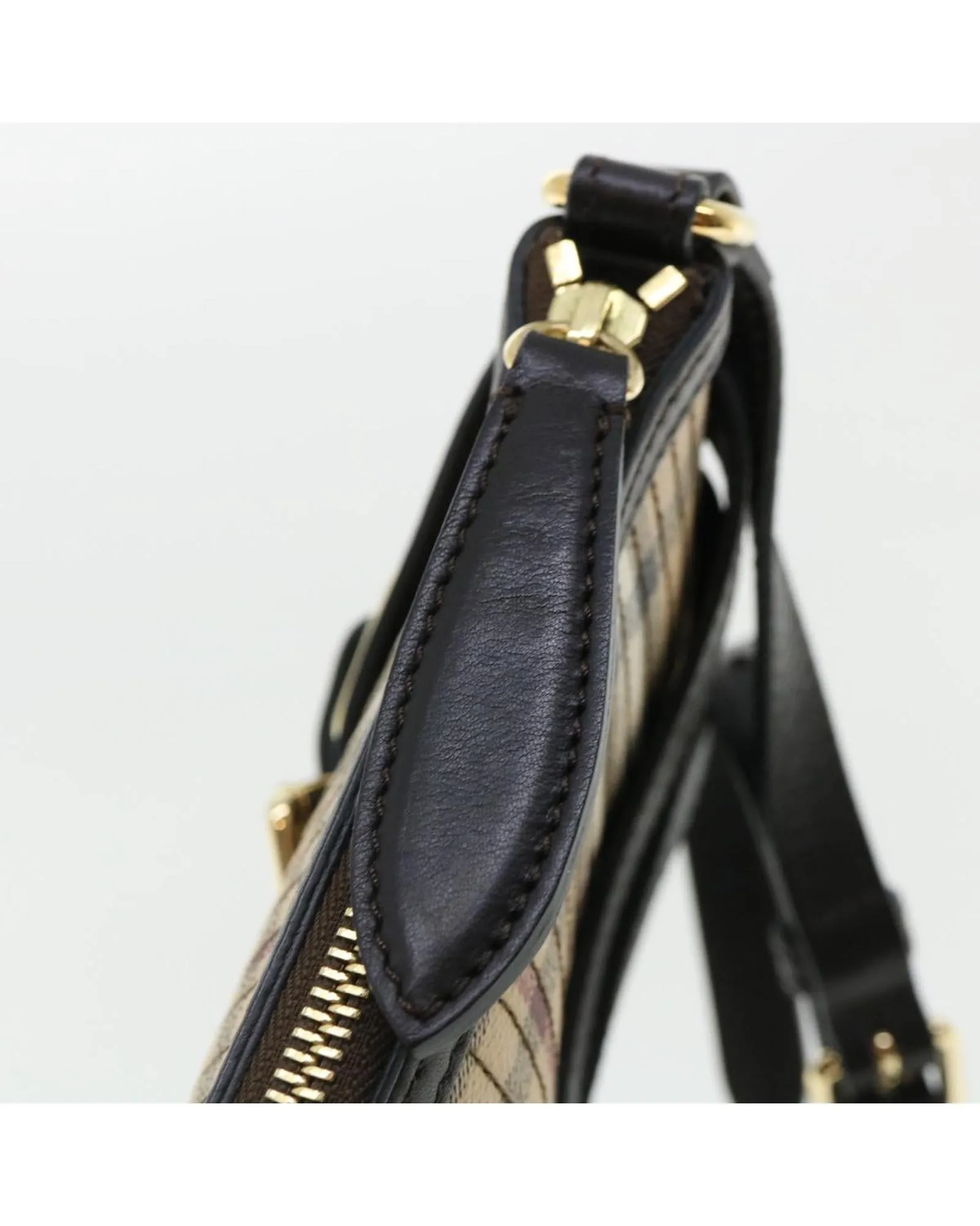 Authentic Burberry Nova Check Shoulder Bag in Beige Canvas Leather