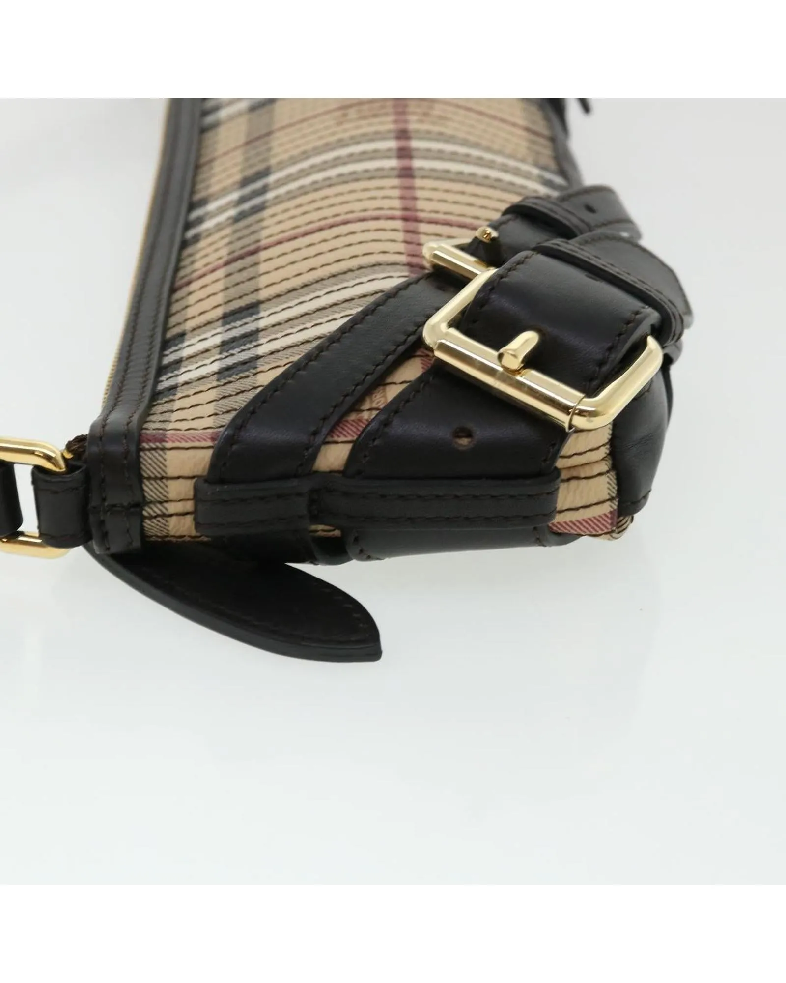 Authentic Burberry Nova Check Shoulder Bag in Beige Canvas Leather