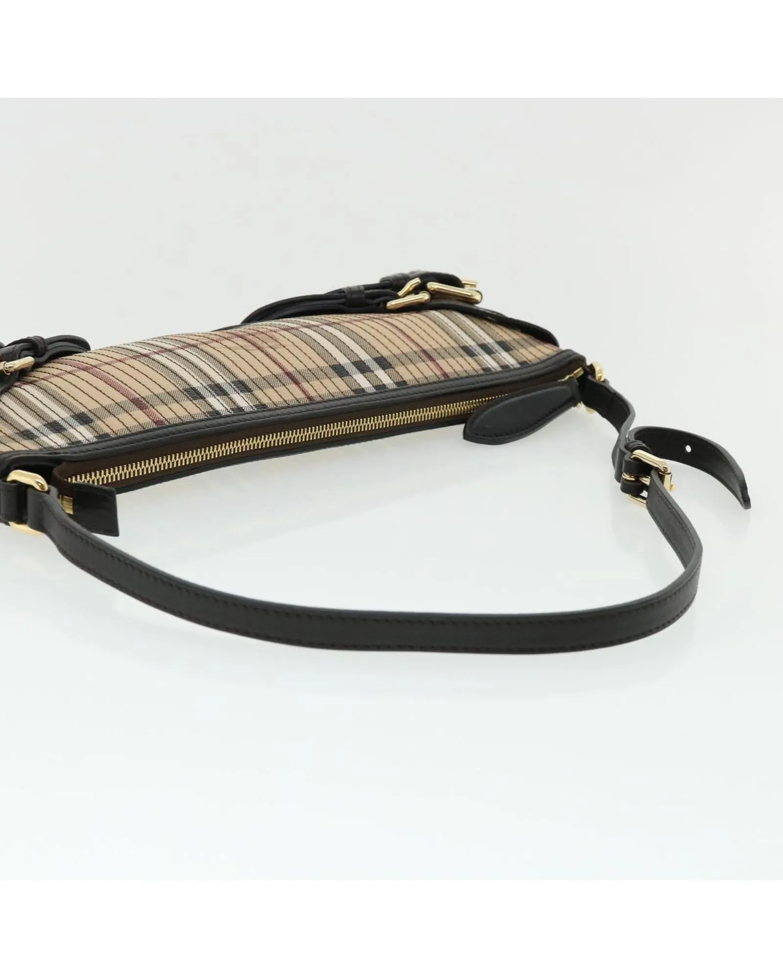 Authentic Burberry Nova Check Shoulder Bag in Beige Canvas Leather