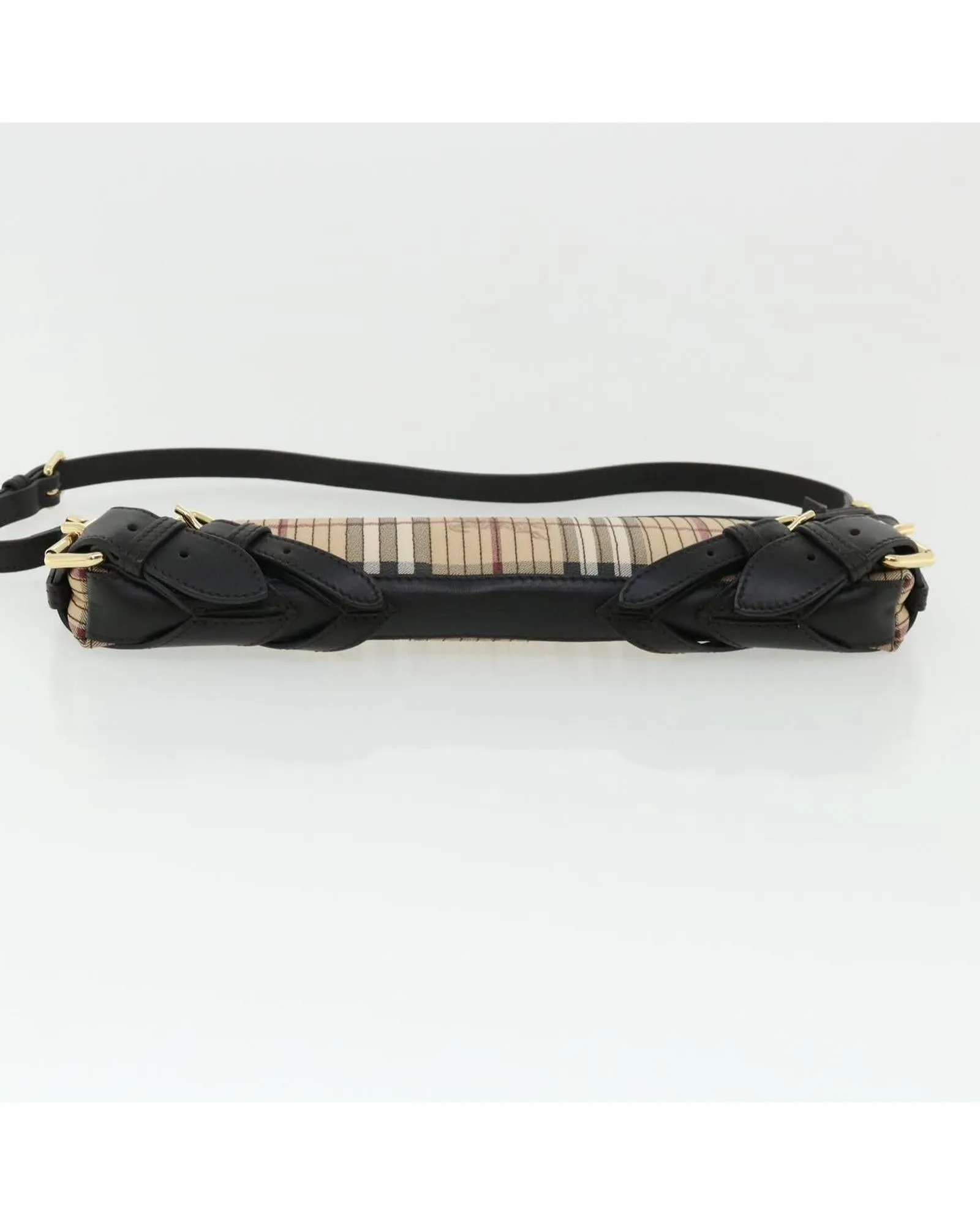 Authentic Burberry Nova Check Shoulder Bag in Beige Canvas Leather
