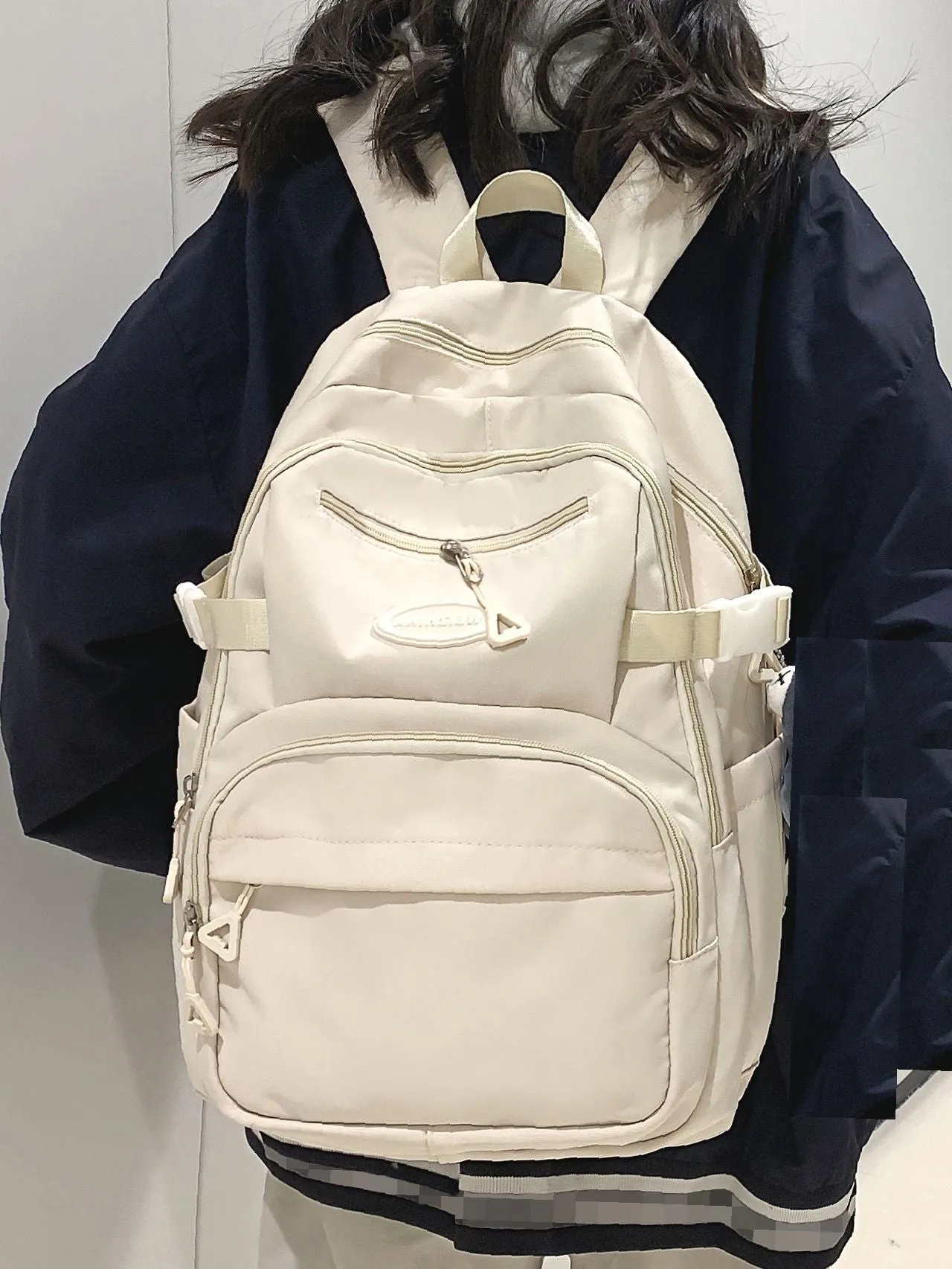 Bag For Love  Letter Patch Decor Release Buckle Functional Backpack   Women Backpacks