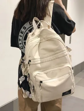 Bag For Love  MultiCompartment Letter Patched Detail Backpack with Bag Charm（Randomï¼?  Women Backpacks