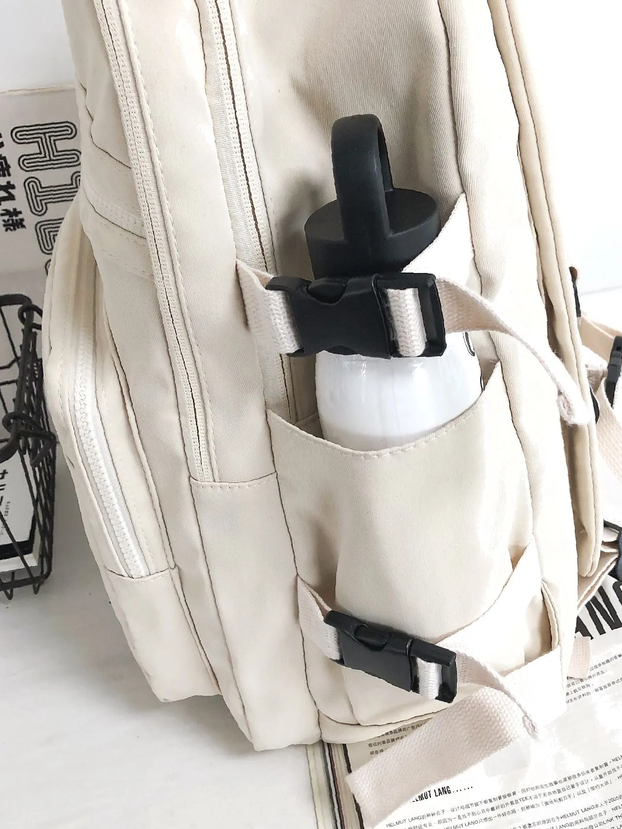 Bag For Love  MultiCompartment Letter Patched Detail Backpack with Bag Charm（Randomï¼?  Women Backpacks