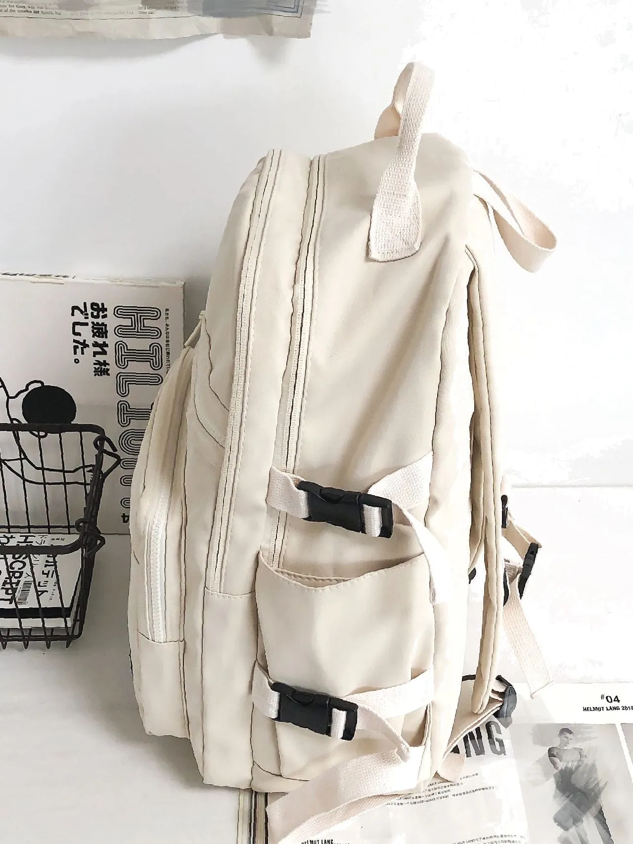 Bag For Love  MultiCompartment Letter Patched Detail Backpack with Bag Charm（Randomï¼?  Women Backpacks