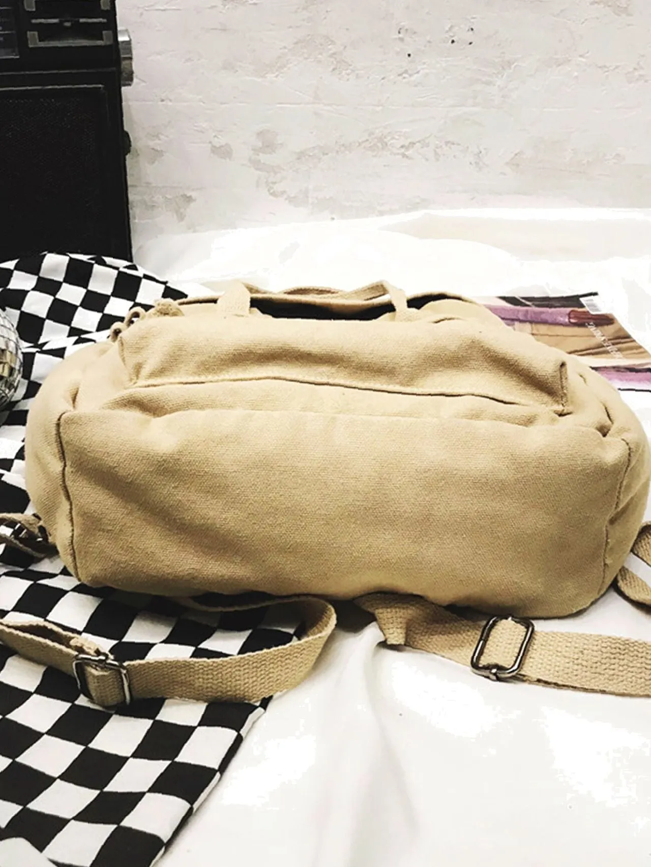 Bag For Love  Pocket Front Canvas Backpack   Women Backpacks