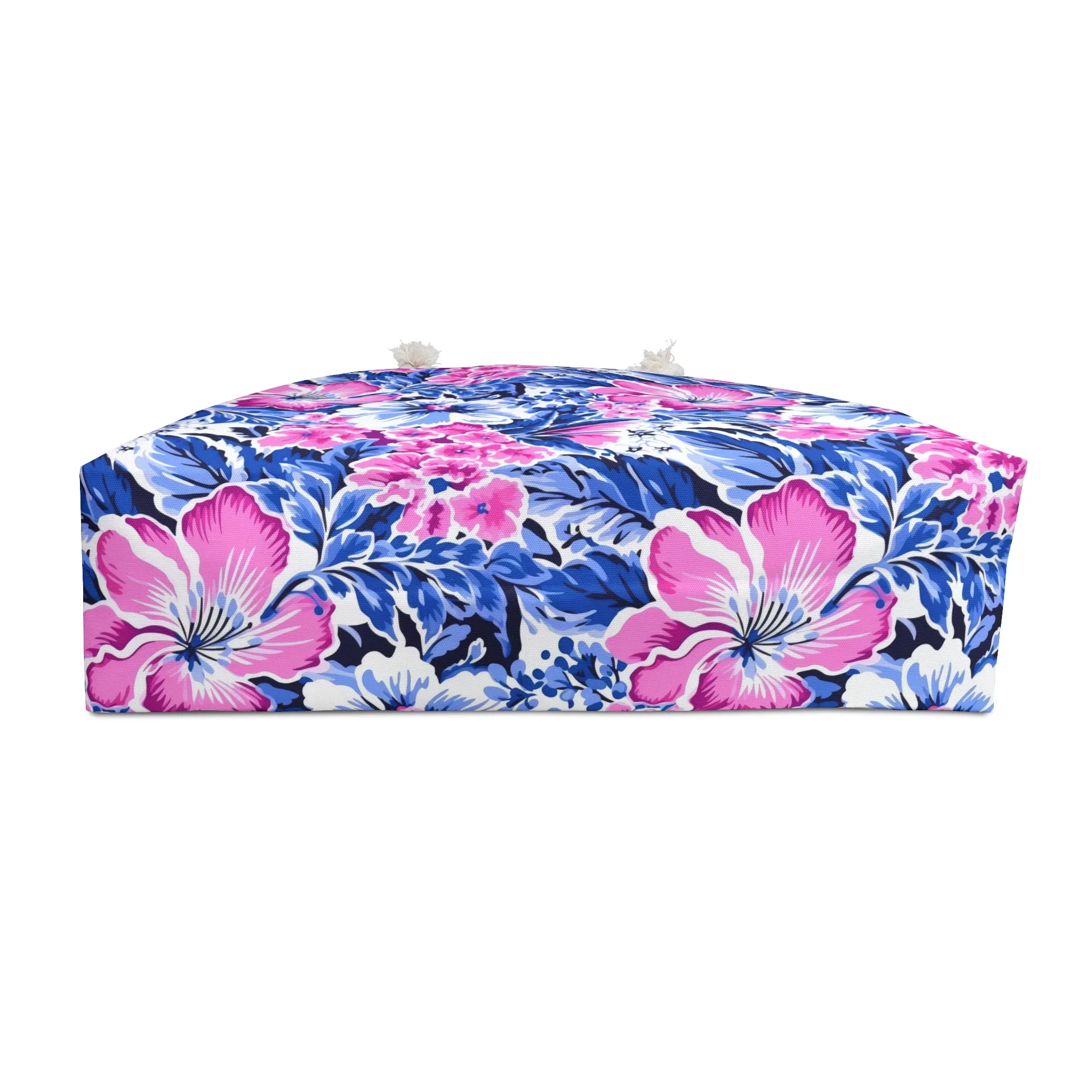 Bright Blooms: Pink and Blue Watercolor Hibiscus in Vivid Splendor Oversized Weekender Bag