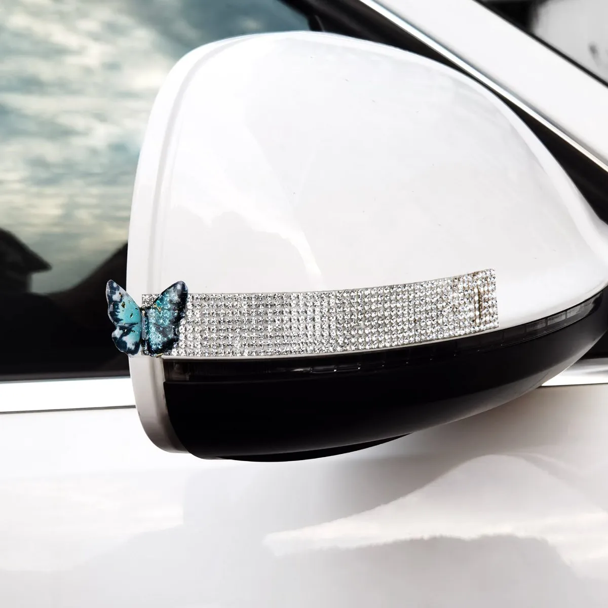 Car Side Rearview Mirror Anti-Scratch Bling Decal with 3D Butterflies, Mirror Paint Guard Protector Stickers (2 pcs, for Both Driver and Passenger Mirrors)