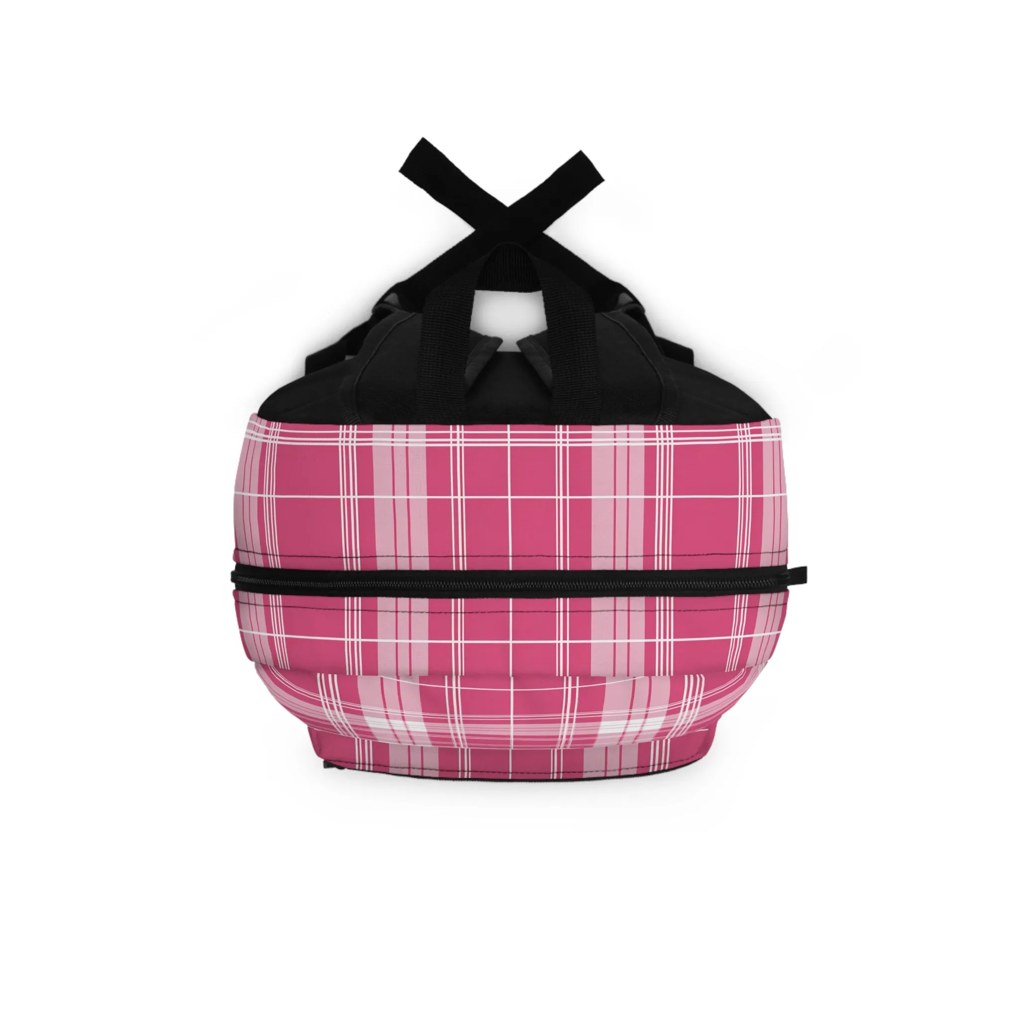 Classic Charm Vibrant Pink and White Plaid Pattern Lightweight Stylish Durable Backpack (Made in USA)