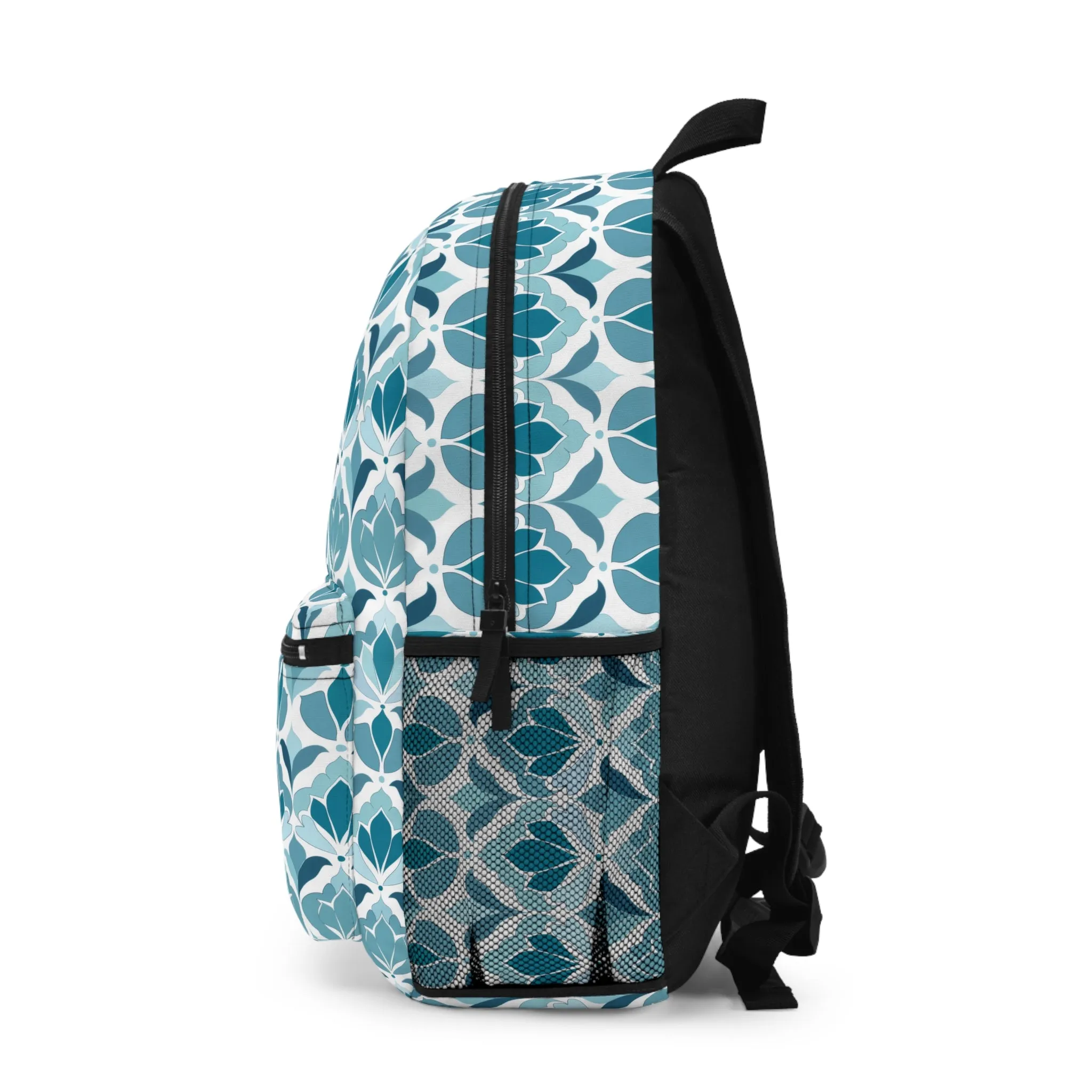 Copy of Serene Floral Pattern in Shades of Aqua and Teal, Forming Graceful Botanical Motifs Lightweight Stylish Durable Backpack (Made in USA)