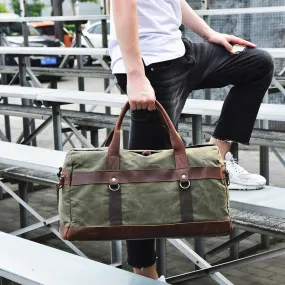 Crazy Horse Leather Canvas Travel Bag Large Capacity Luggage Bag Men Shoulder Travel Duffel Bags