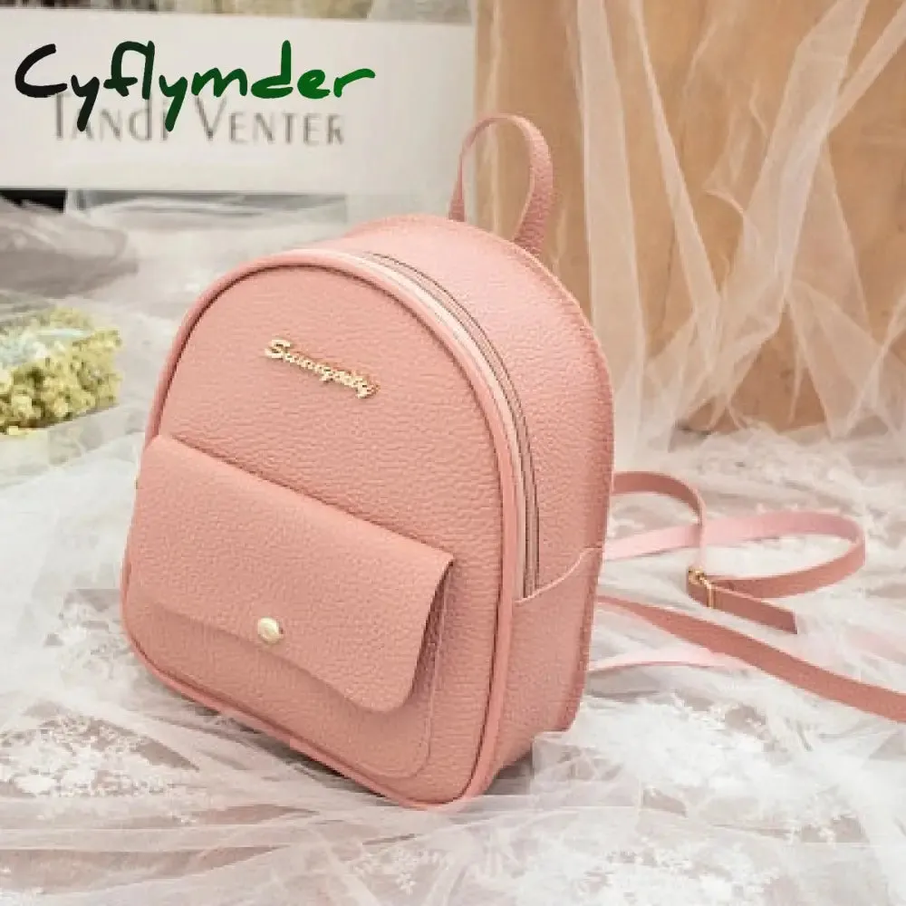 Cyflymder Mini Backpack Women PU Leather Shoulder Bag For Teenage Girls Kids Multi-Function Small Bagpack Female Ladies School Backpack