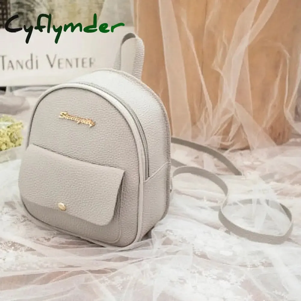 Cyflymder Mini Backpack Women PU Leather Shoulder Bag For Teenage Girls Kids Multi-Function Small Bagpack Female Ladies School Backpack