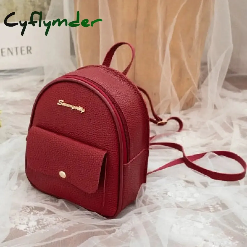 Cyflymder Mini Backpack Women PU Leather Shoulder Bag For Teenage Girls Kids Multi-Function Small Bagpack Female Ladies School Backpack