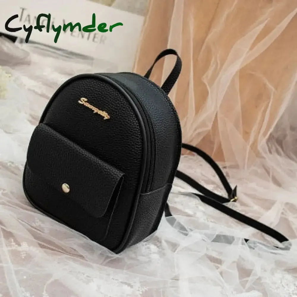 Cyflymder Mini Backpack Women PU Leather Shoulder Bag For Teenage Girls Kids Multi-Function Small Bagpack Female Ladies School Backpack