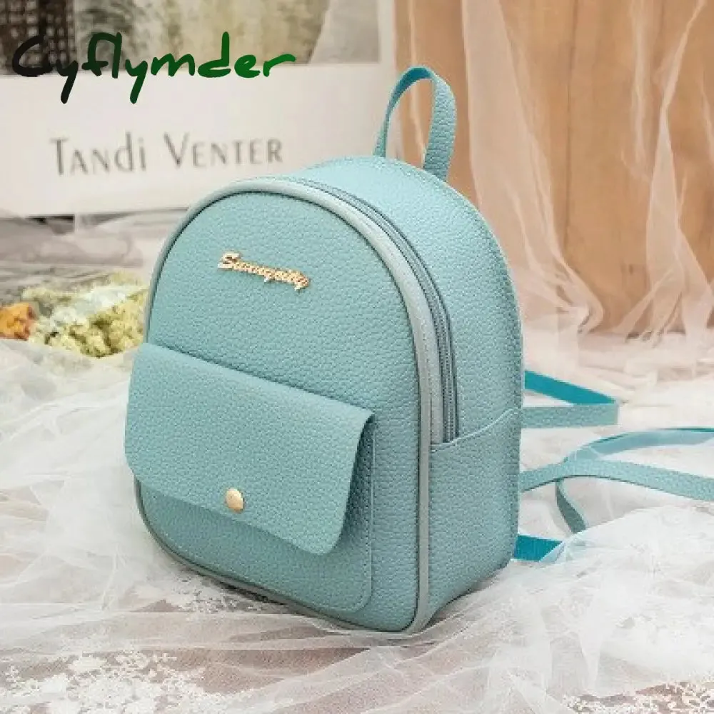 Cyflymder Mini Backpack Women PU Leather Shoulder Bag For Teenage Girls Kids Multi-Function Small Bagpack Female Ladies School Backpack