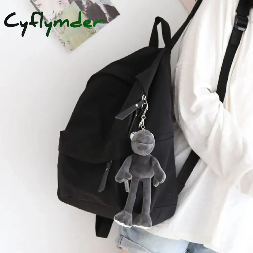Cyflymder Solid Color Versatile Backpack Female Korean Harajuku Schoolbag Middle School Student Backpack Female Backpack
