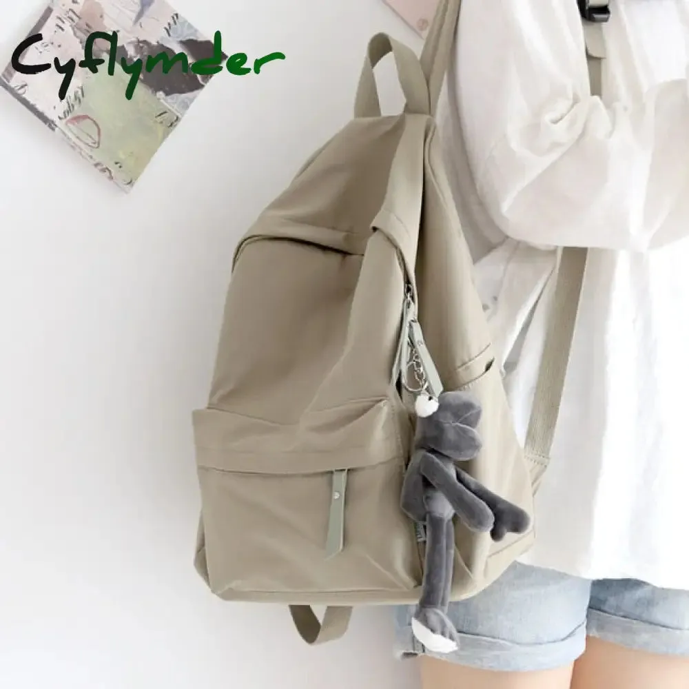 Cyflymder Solid Color Versatile Backpack Female Korean Harajuku Schoolbag Middle School Student Backpack Female Backpack