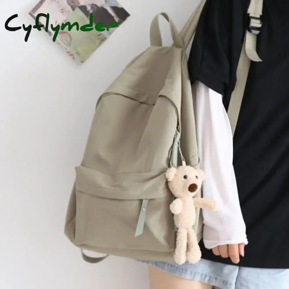 Cyflymder Solid Color Versatile Backpack Female Korean Harajuku Schoolbag Middle School Student Backpack Female Backpack