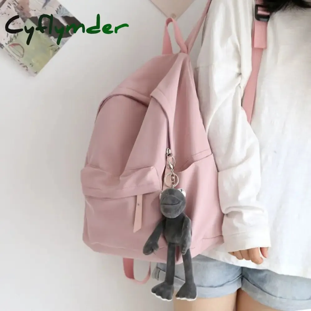 Cyflymder Solid Color Versatile Backpack Female Korean Harajuku Schoolbag Middle School Student Backpack Female Backpack
