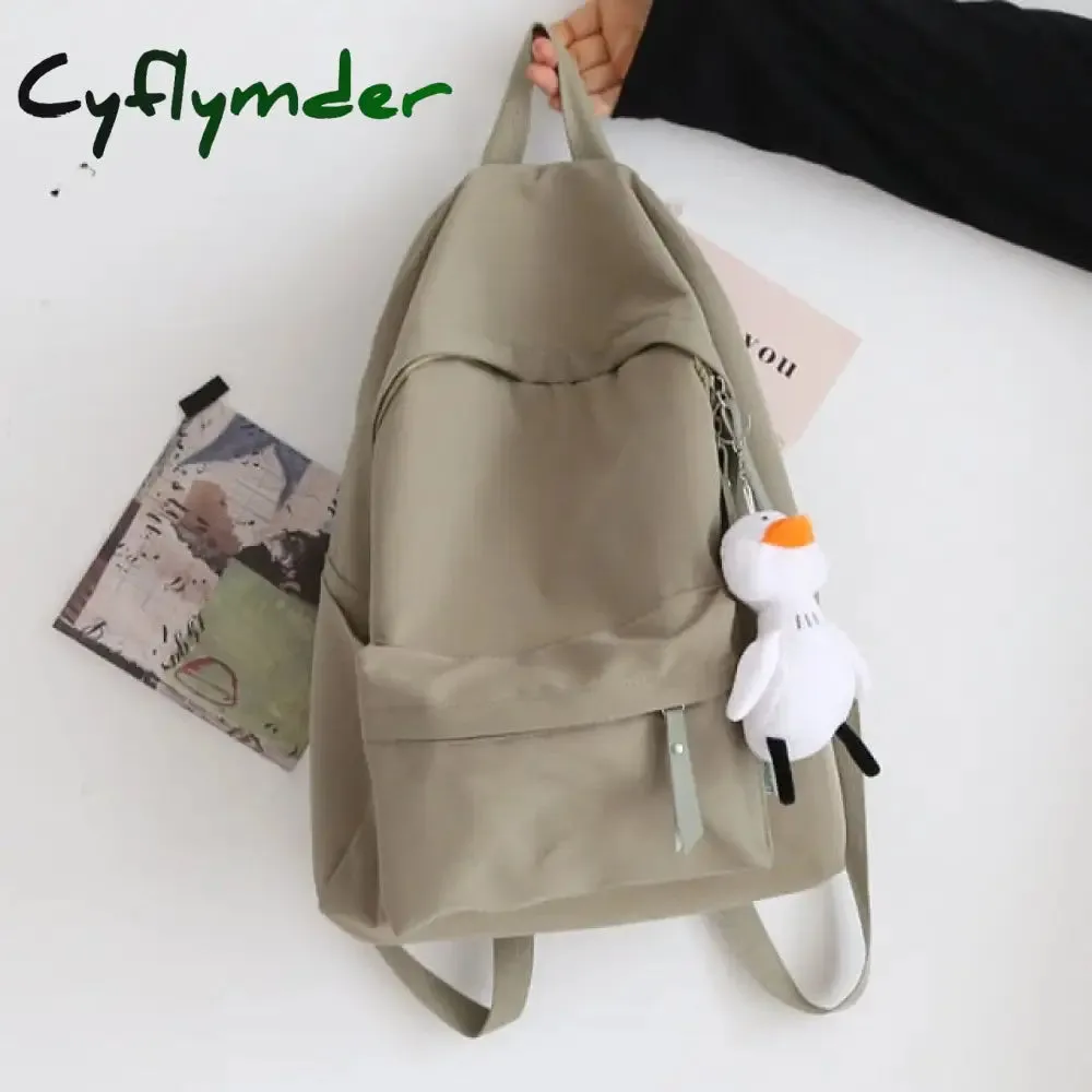 Cyflymder Solid Color Versatile Backpack Female Korean Harajuku Schoolbag Middle School Student Backpack Female Backpack