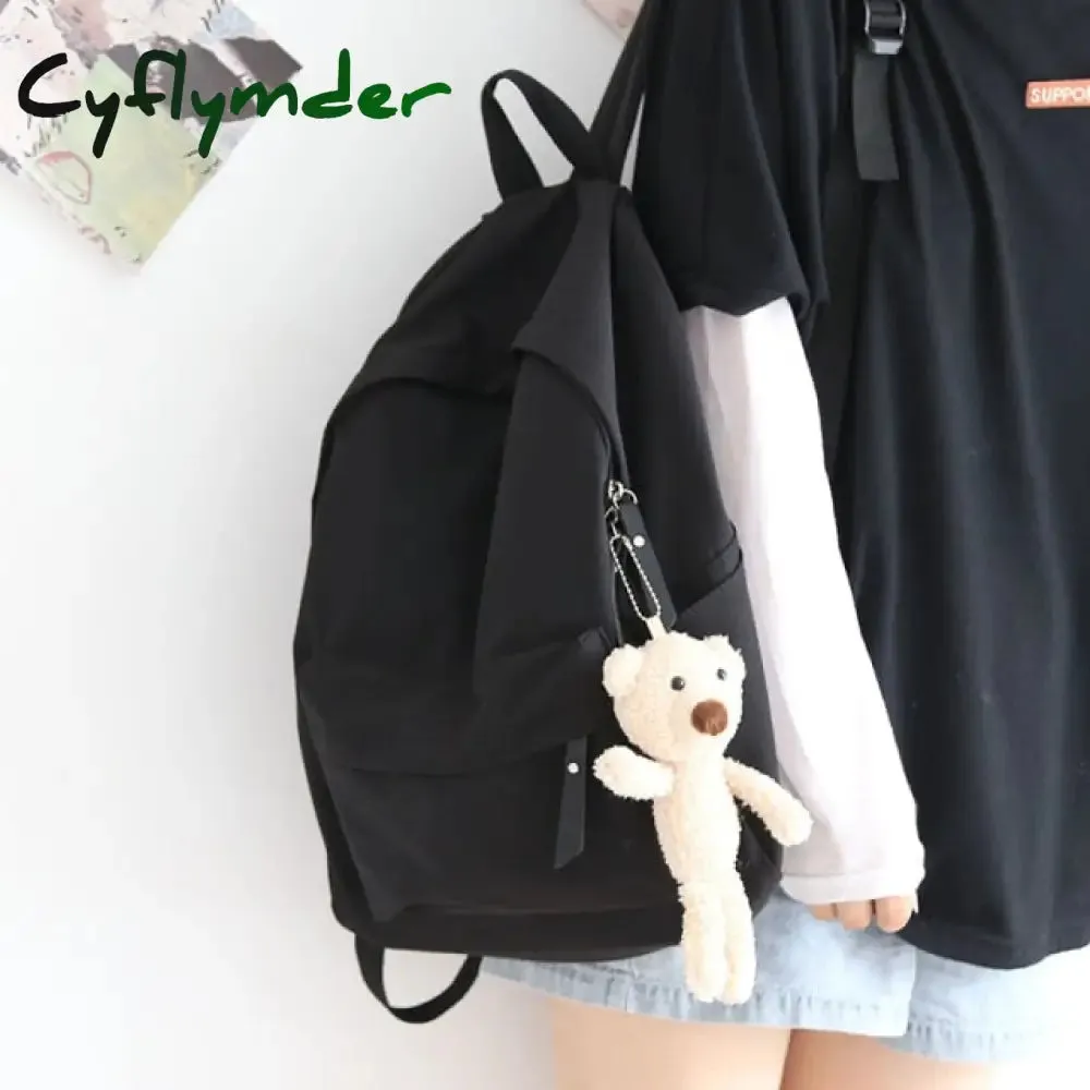 Cyflymder Solid Color Versatile Backpack Female Korean Harajuku Schoolbag Middle School Student Backpack Female Backpack