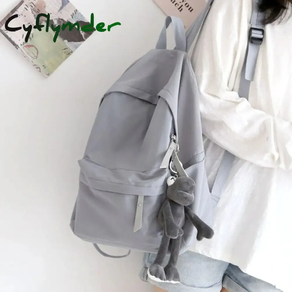 Cyflymder Solid Color Versatile Backpack Female Korean Harajuku Schoolbag Middle School Student Backpack Female Backpack