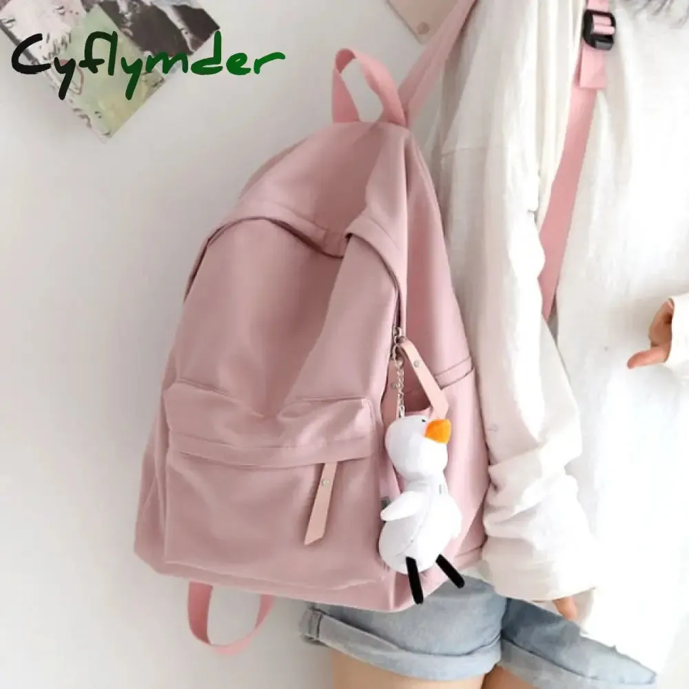 Cyflymder Solid Color Versatile Backpack Female Korean Harajuku Schoolbag Middle School Student Backpack Female Backpack