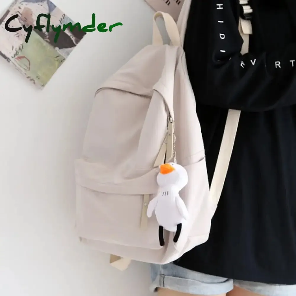 Cyflymder Solid Color Versatile Backpack Female Korean Harajuku Schoolbag Middle School Student Backpack Female Backpack