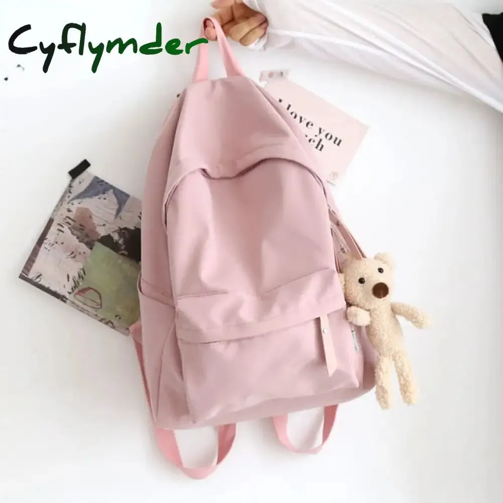 Cyflymder Solid Color Versatile Backpack Female Korean Harajuku Schoolbag Middle School Student Backpack Female Backpack