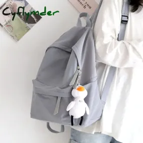 Cyflymder Solid Color Versatile Backpack Female Korean Harajuku Schoolbag Middle School Student Backpack Female Backpack