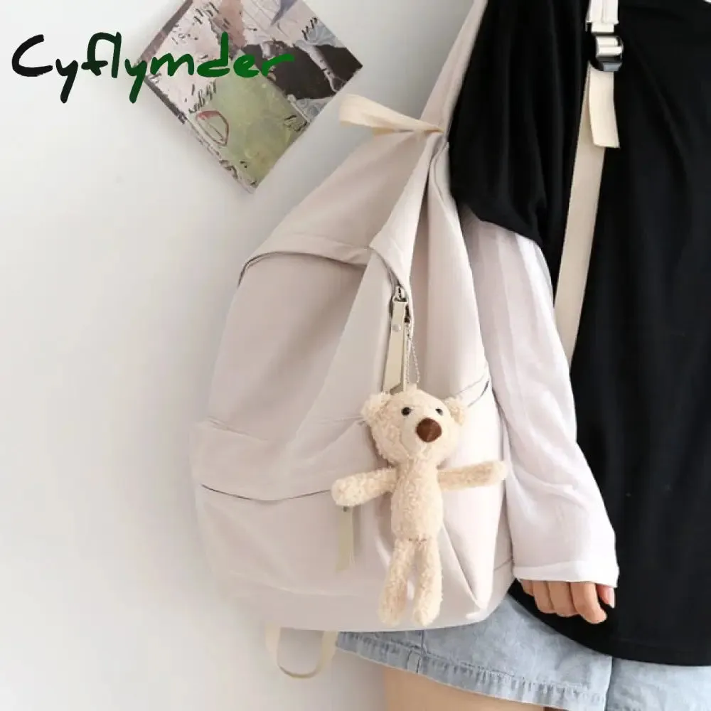 Cyflymder Solid Color Versatile Backpack Female Korean Harajuku Schoolbag Middle School Student Backpack Female Backpack