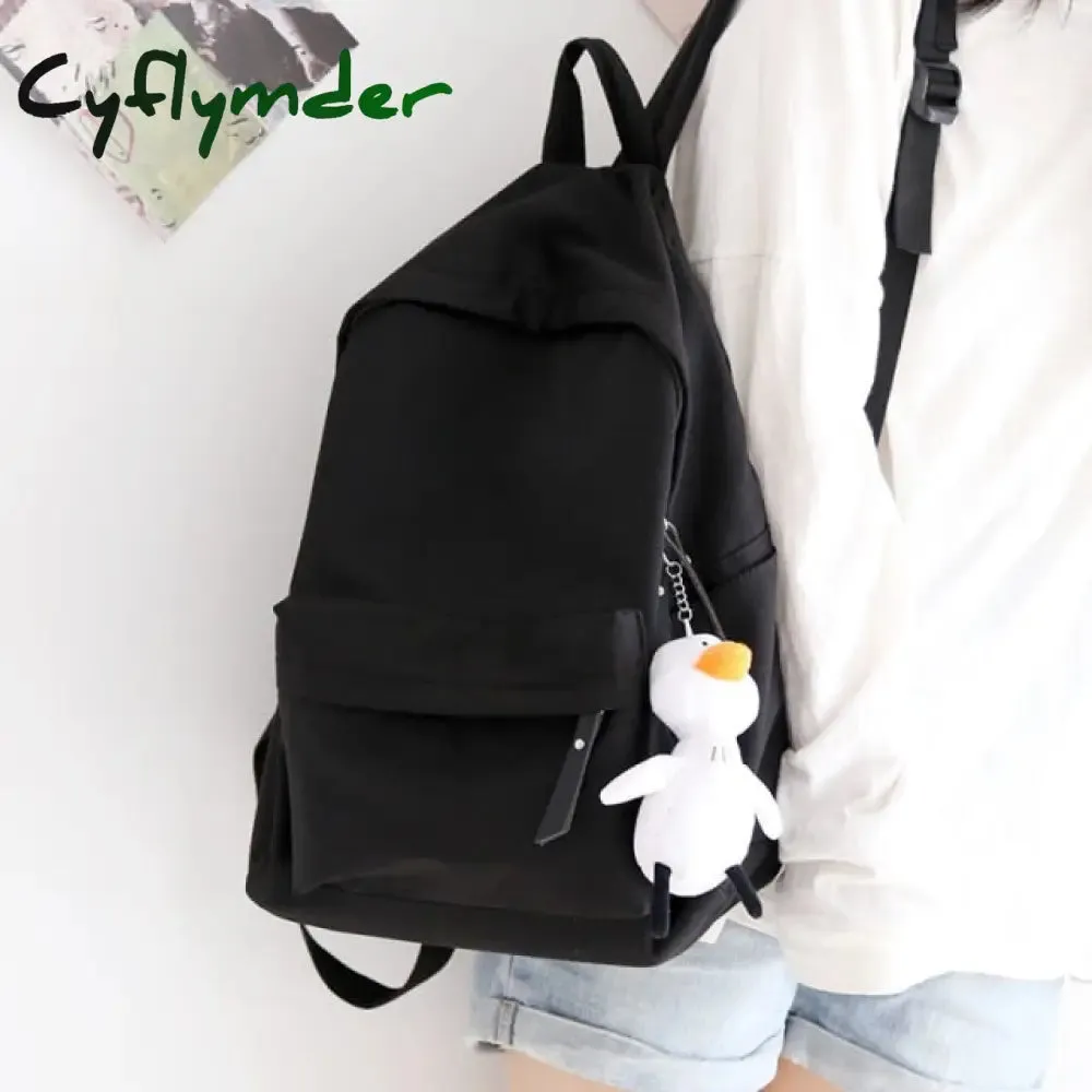 Cyflymder Solid Color Versatile Backpack Female Korean Harajuku Schoolbag Middle School Student Backpack Female Backpack
