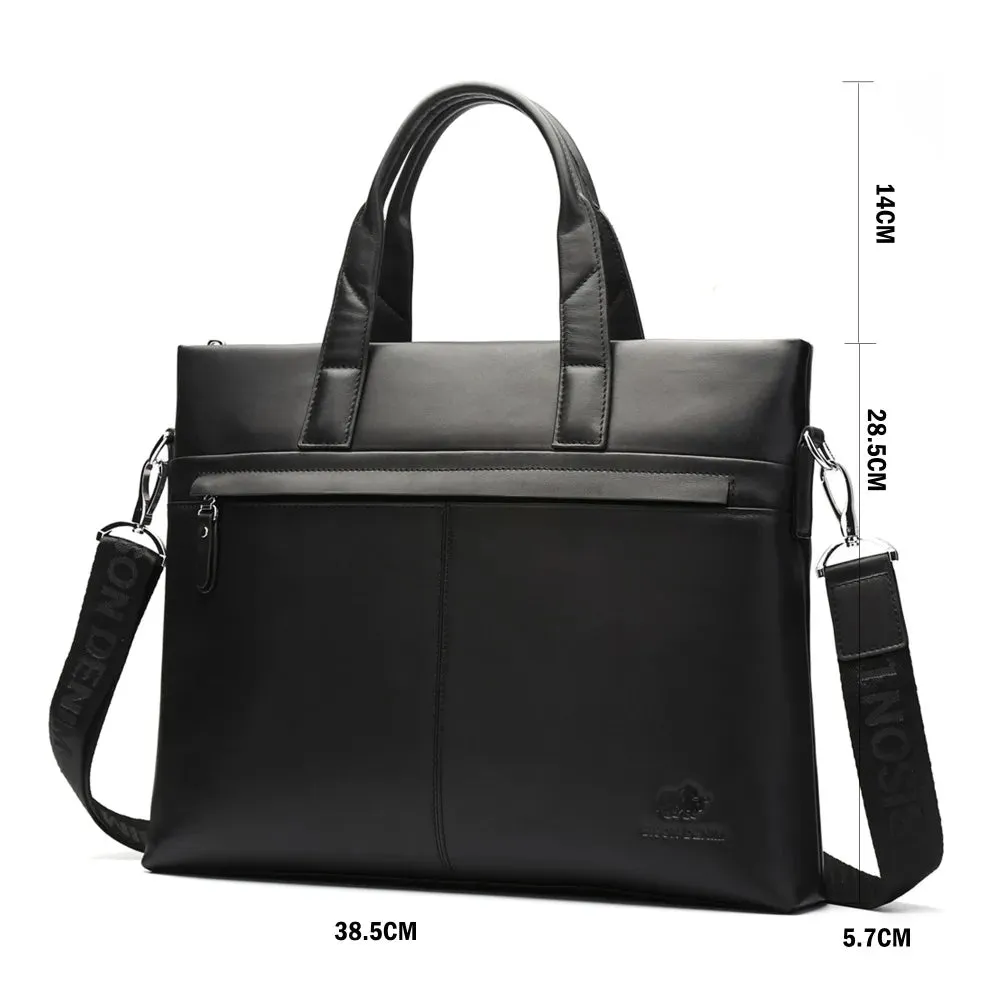 DENIM Genuine Leather Men Business Briefcases Travel Laptop Large Capacity Handbag