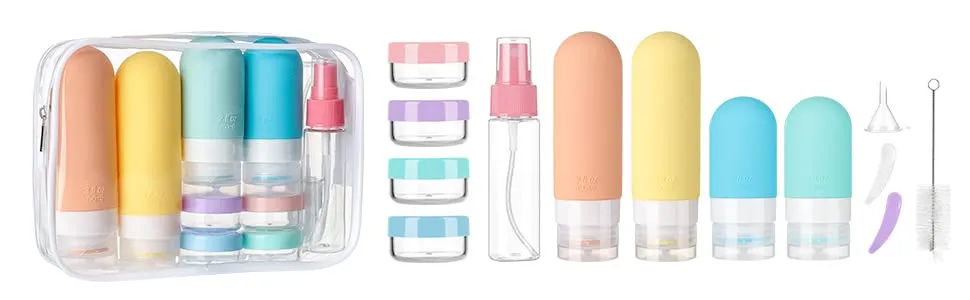DEPOZA 16 Pack Travel Bottles Set - TSA Approved Leak Proof Silicone Squeezable Containers for Toiletries, Conditioner, Shampoo, Lotion & Body Wash Accessories (16 pcs/White Pack)