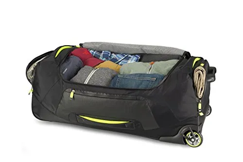 High Sierra At8 Wheeled Duffel Bag, Black/Zest, 34"