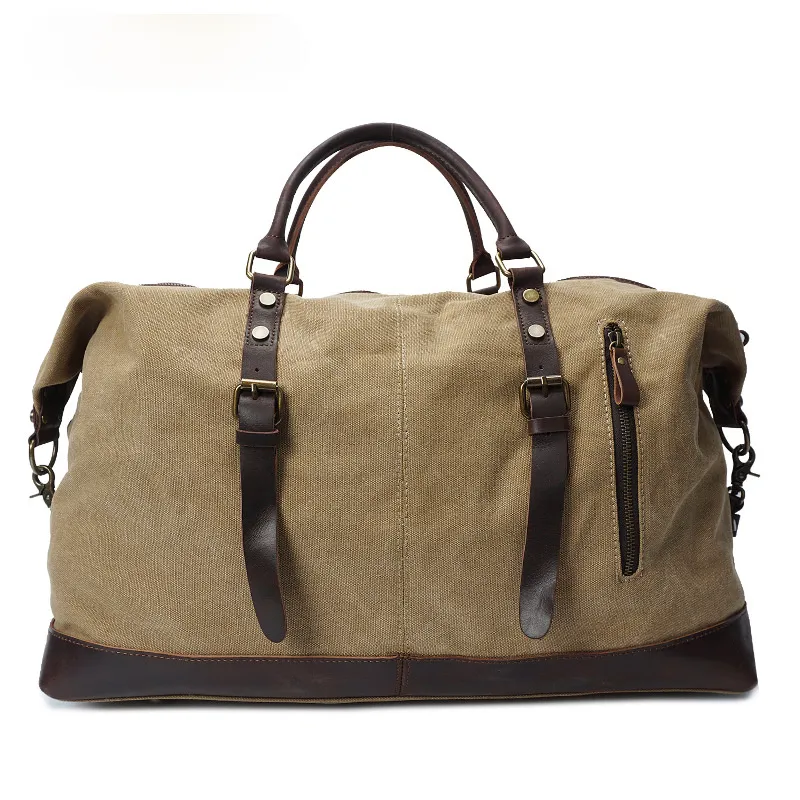 Men's Travel Canvas Leather Duffle Bag D-2077
