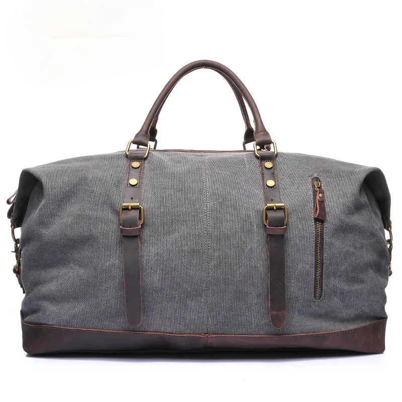 Men's Travel Canvas Leather Duffle Bag D-2077