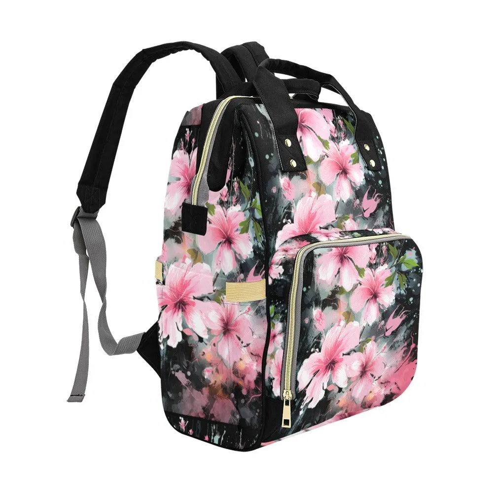 Miniaday Designs Pink Hibiscus  Multi-Function Backpack(Model1688) Multicolor