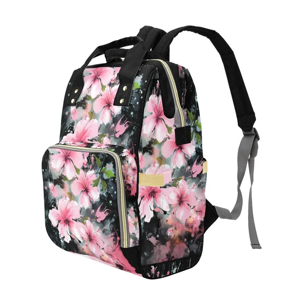 Miniaday Designs Pink Hibiscus  Multi-Function Backpack(Model1688) Multicolor