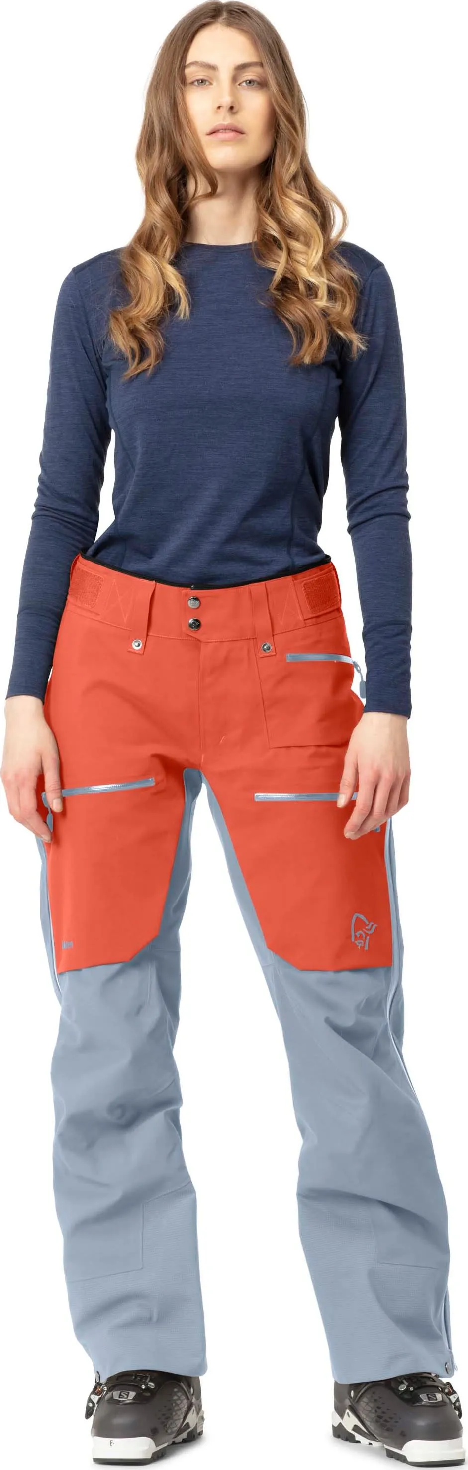 Norrøna Women&#x27;s Lofoten GORE-TEX Pro Pants Orange Alert/Blue Fog | Buy Norrøna Women&#x27;s Lofoten GORE-TEX Pro Pants Orange Alert/Blue Fog here | Outnorth