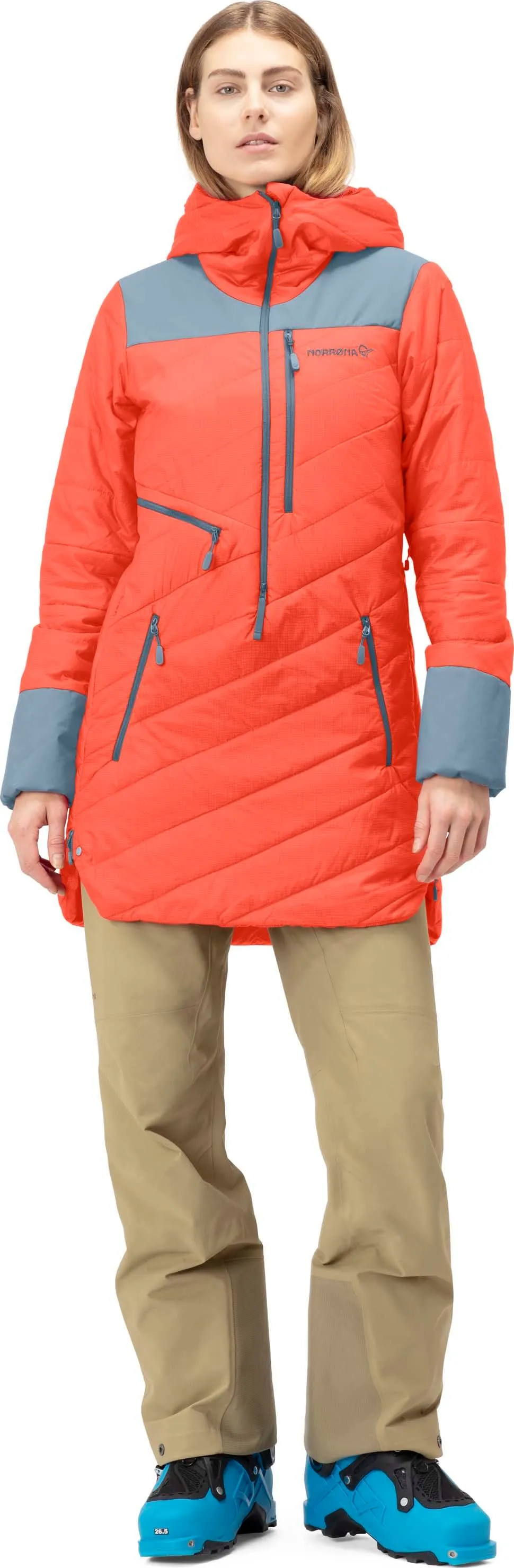 Norrøna Women&#x27;s Lofoten Primaloft80 Anorak Orange Alert/Blue Fog | Buy Norrøna Women&#x27;s Lofoten Primaloft80 Anorak Orange Alert/Blue Fog here | Outnorth