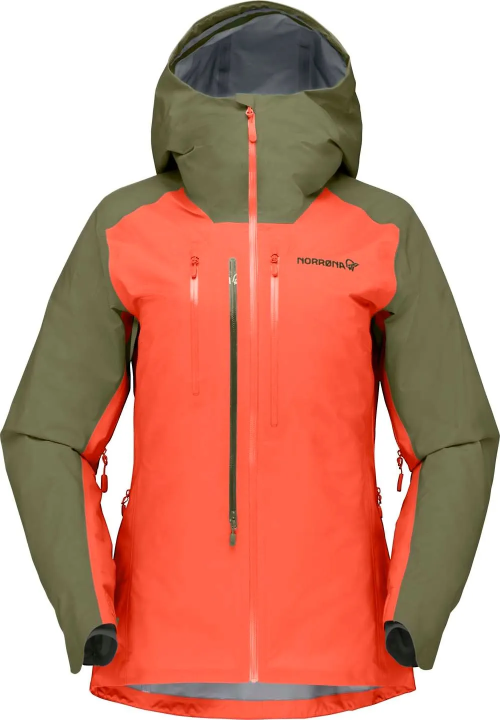 Norrøna Women&#x27;s Lyngen Gore-tex Jacket Olive Night/Orange Alert | Buy Norrøna Women&#x27;s Lyngen Gore-tex Jacket Olive Night/Orange Alert here | Outnorth