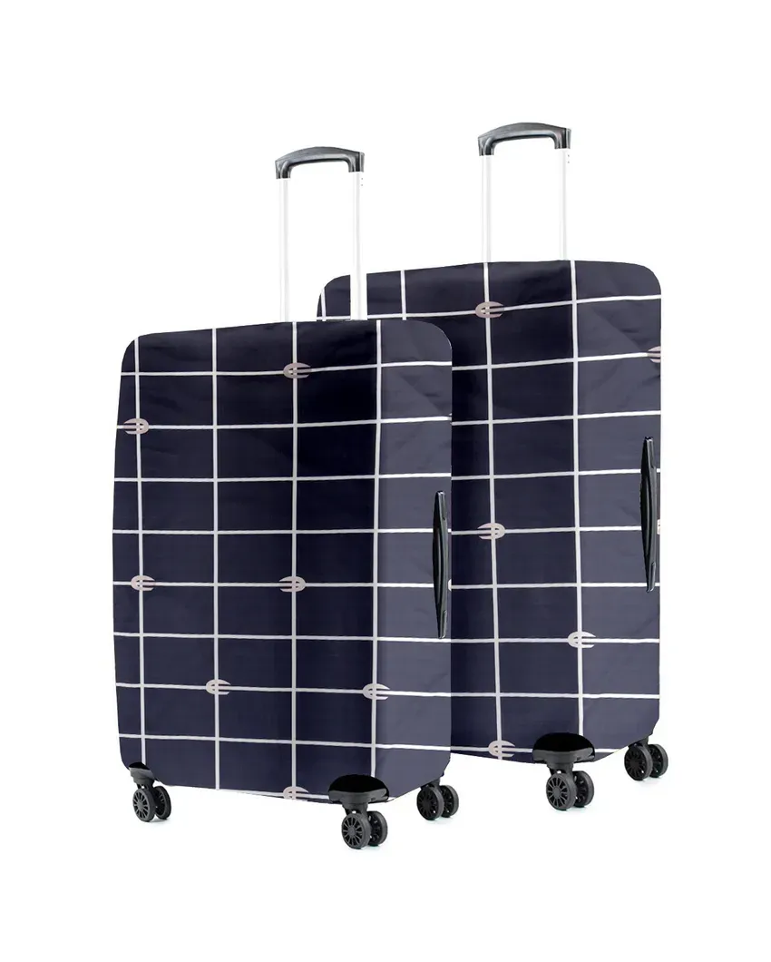 ONLY LUGGAGE COVER | Classic Navy Blue Polyester Stretchable Printed Protective Luggage Bag Cover